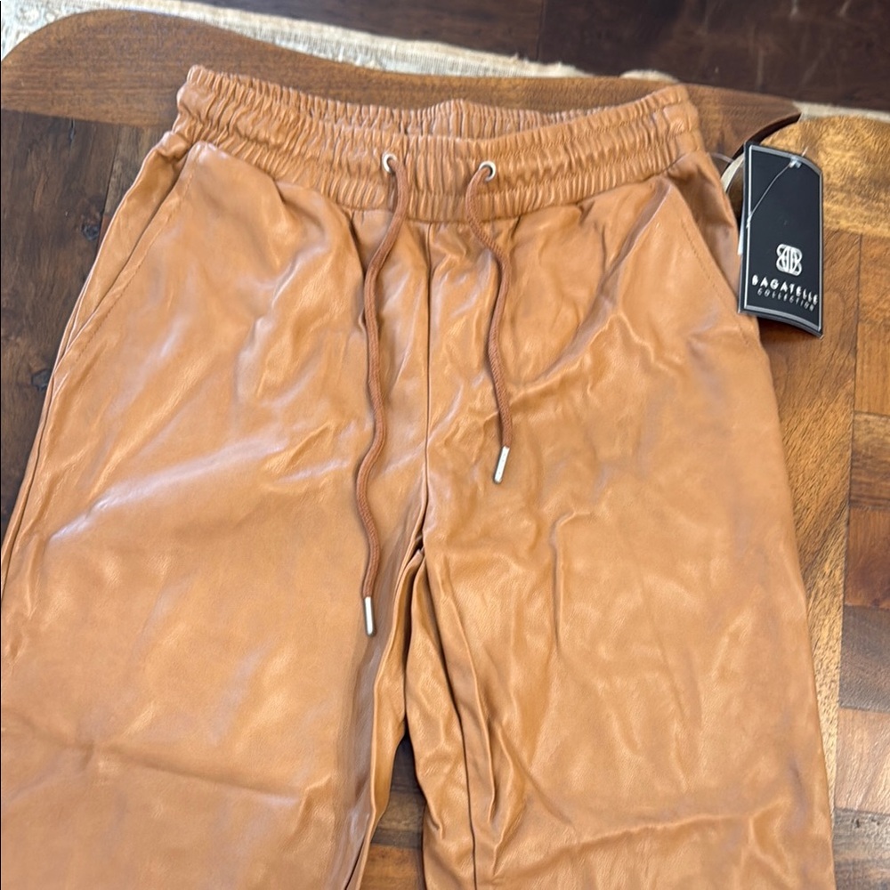 Bagatelle Brown Faux Leather Jogger Pants size XS